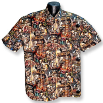 Dia de los Muertos Hawaiian Shirt- Made in USA- Cotton